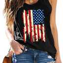 MAIHUN American Flag Tank Tops for Women 4th of July Vest Patriotic Shirt USA Flag Stars Stripes Sleeveless (XX-Large, Black1)