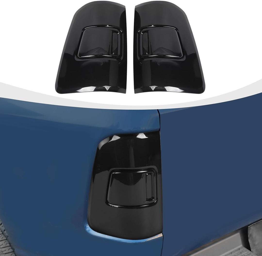for RAM Tail Light Cover, Smoked Rear Light Lamp Guards Trim Compatible with Dodge RAM 2019-2024, Smoke Black (With Blind Spot Monitoring Sensors)