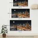 XXMWallArt FC4275 New York City Wall Art Brooklyn Bridge Night View Picture Canvas Print Artwork for Living Room Bedroom Home Decoration (59L" x 29W")