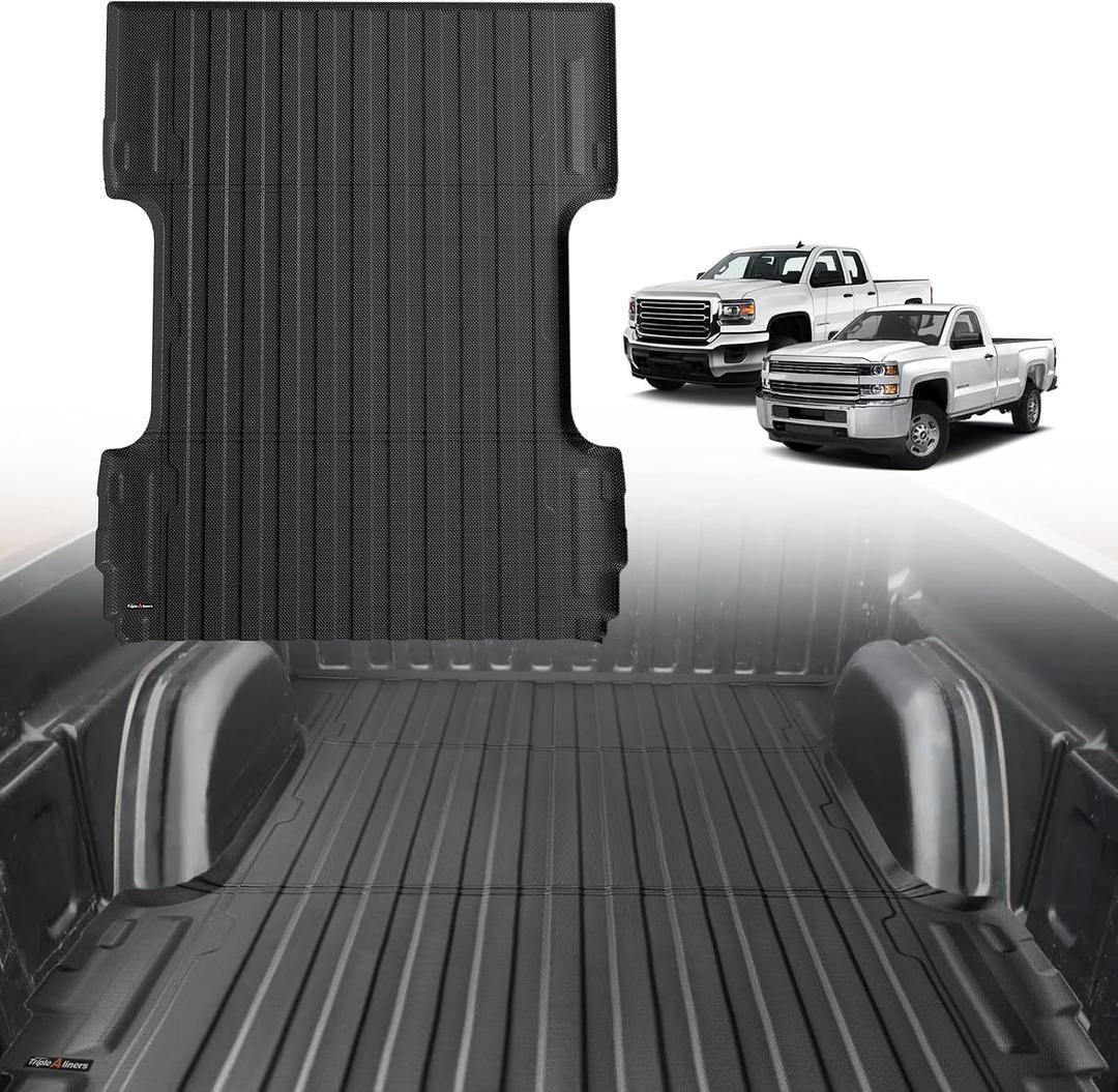 TripleAliners Truck Mat for 2007-2018 Chevy Silverado/GMC Sierra 1500&07-19 2500 HD&11-19 3500HD 6.6FT Accessories, Truck Bed Mat Heavy Duty Custom Fit All Weather TPE Pickup Liner, 2007 New Body Only