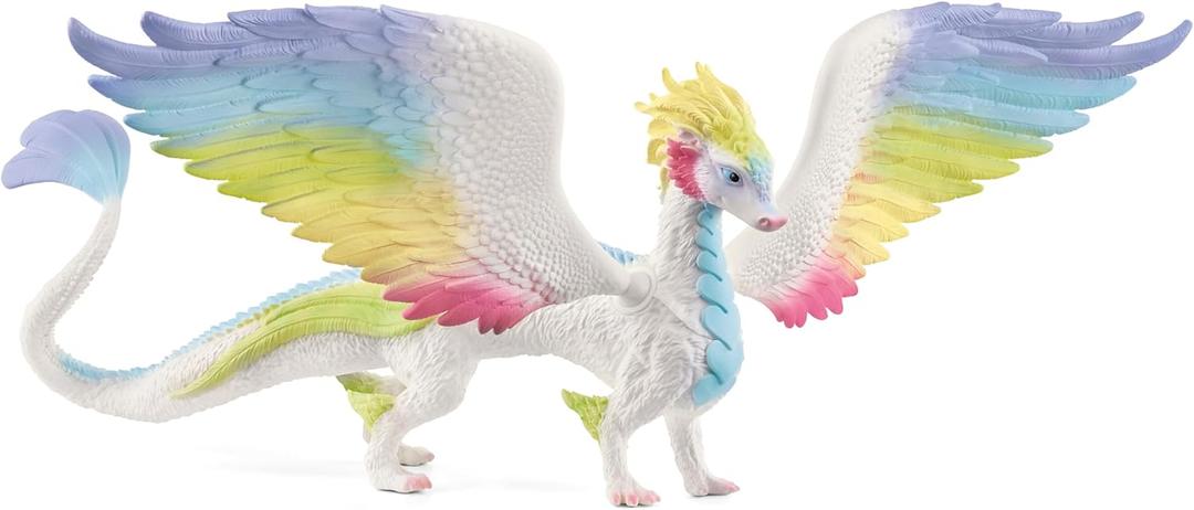 schleich Bayala - 13 Rainbow Dragon Figurine with Movable Wings - Winged Mythical Creature Figure with Glittering Body - Colorful Girl Dragon Toy for Imaginative Play - Kids Ages 5+ | 70728