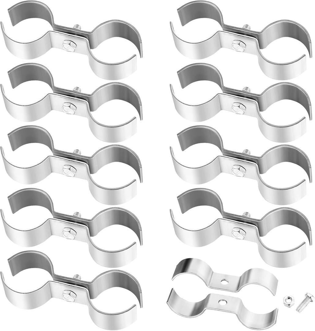 Hicarer 10 Pcs Chain Link Fence Panel Clamps 1-3/8" Saddle Dog Kennel Panel Clamps for Round Pipe Panel Frame and Chain Link Fencing