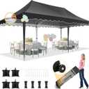 HOTEEL 1020 Pop Up Canopy, Canopy Tent UV 50+ and Waterproof, Thickened Frame, Large Space Easy Pop Up Canopy, Outdoor Canopy for Weddings, Beaches, Parties, Patio (Dark Black)