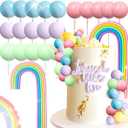 LaVenty 21 PCS Macaroon Rainbow Ball Cake Toppers Colorful Rainbow Cake Topper Pastel Color Balls Cupcake Toppers for Birthday Baby Shower Wedding Party (Light Colour)