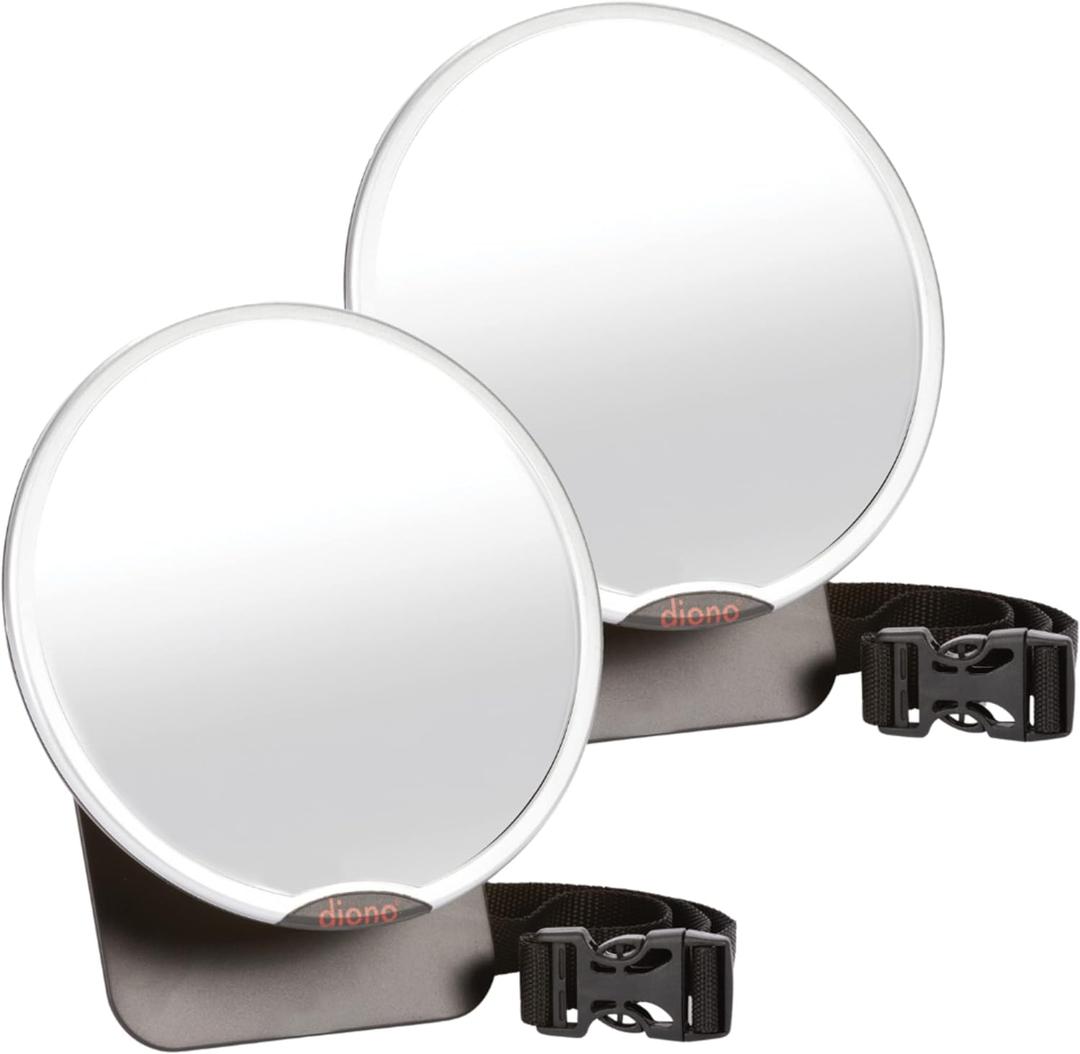 Diono Easy View Pack of 2 Baby Car Mirrors, Safety Car Seat Mirror for Rear Facing Infant, Fully Adjustable with 360 Rotation, Wide Crystal Clear View, Shatterproof, Crash Tested
