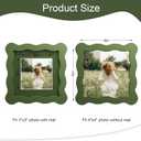 4x4 Picture Frame with Mat for 3x3, Wavy Edge Wooden Real Glass Photo Frame for Tabletop and Wall Hanging, Green, 1 Pack