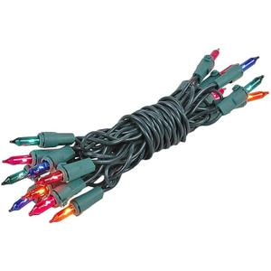 Novelty Lights 8.5 Feet 20 Bulb Multicolor Mini Light String on Green Wire, Non-Connectable Incandescent Fairy Lights for Bottles and Crafts, 4" Bulb Spacing, 24" Lead, Stackable Fused Plug