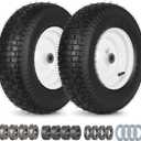 16x6.50-8 Riding Lawn Mower Rubber Tire and Wheel, 2 Pcs Replacement 16x6.5-8nhs Garden Tractor Lawnmower Tyre, with 3/4" & 5/8" Bushing, 3"-4.5" Centered Hub