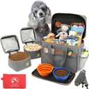 Dog Travel Bag for Traveling| Week Away/Overnight Dog Travel Accessories with Multi-Function Pockets| Travel Set for Dogs and Cats|Ideal Pet Diaper Bag and Pet Gift Kit(Grey)