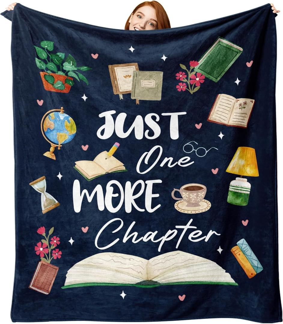 Book Lovers Gifts Flannel Throw Blanket, Bookish Gift for Reader Bookworm Books Club, Graduation Birthday Ideas, Reading Blanket Present for Men Women Librarian Teacher 50" x 60"