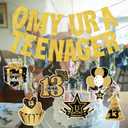 2 x Omy Ur A Teenager Gold Glitter Banner, 13 Birthday Girl Decorations, Teenager Birthday Banner, 13th Birthday Decorations For Girls