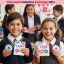 Donut Squishy Valentines Day Cards Gifts for Boys Girls Classroom Exchange, 24 Packs Valentines Day Donut Squishies with Cards for Kids School Party Favor