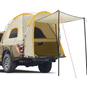 Pickup Truck Tent with Awning Shade,Waterproof PU5000mm Oxford for 5-5.2 FT Truck Bed for Camping Travel Outdoor Activities for Chevy Colorado,Jepp Gladiator,Ford Ranger,GMC Canyon,Frontierm,Tacoma (Khaki)
