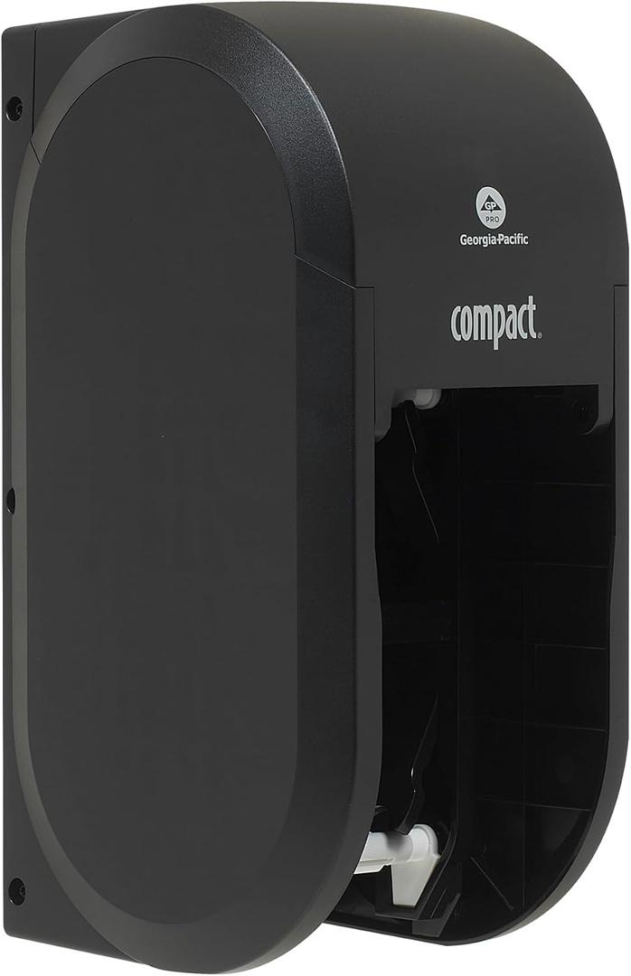 Georgia-Pacific Compact 2-Roll Vertical Coreless High-Capacity Toilet Paper Dispenser by GP PRO (Georgia-Pacific), Black, 56790A, 1 Dispenser