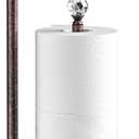 Toilet Paper Holder for Bathroom, Heavy Weighted Metal Free Standing Toilet Paper Holder Stand with Crystal Ball, Toilet Paper Roll Stand for Bathroom Accessories (Oil Rubbed Bronze)