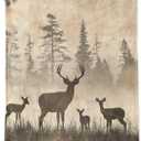 Vintage Deer Blanket Nature Wildlife Art with Rustic Forest Silhouette Throw Blankets Lightweight Flannel Throws for Camping Couch Chair Bed Home Decor Gifts for Animal Lover,60x50inch