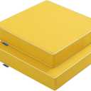 MIULEE Yellow Outdoor Chair Cushions Set of 2, 19x19x3 Inch Waterproof Patio Seat Cushions for Outdoor Furniture Couch Sofa, 3 Year Color Fastness High Density Foam with Adjustable Ties