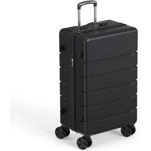 NEWBULIG 21 Inch Carry On Luggage, ABS Hard Shell Lightweight Rolling Expandable Suitcase with Double Spinner Wheels & TSA Lock, Travel Suitcase for Business Trips and Short Vacations, Black