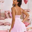 Avidlove Women Nightgown Sexy Sleepwear Lace Chemise V-neck Modal Babydoll Lounge Dress (Pink, XXL)