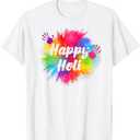 Happy Holi T Shirt for Women Men Kids Color India Hindu Gift T-shirt, Small