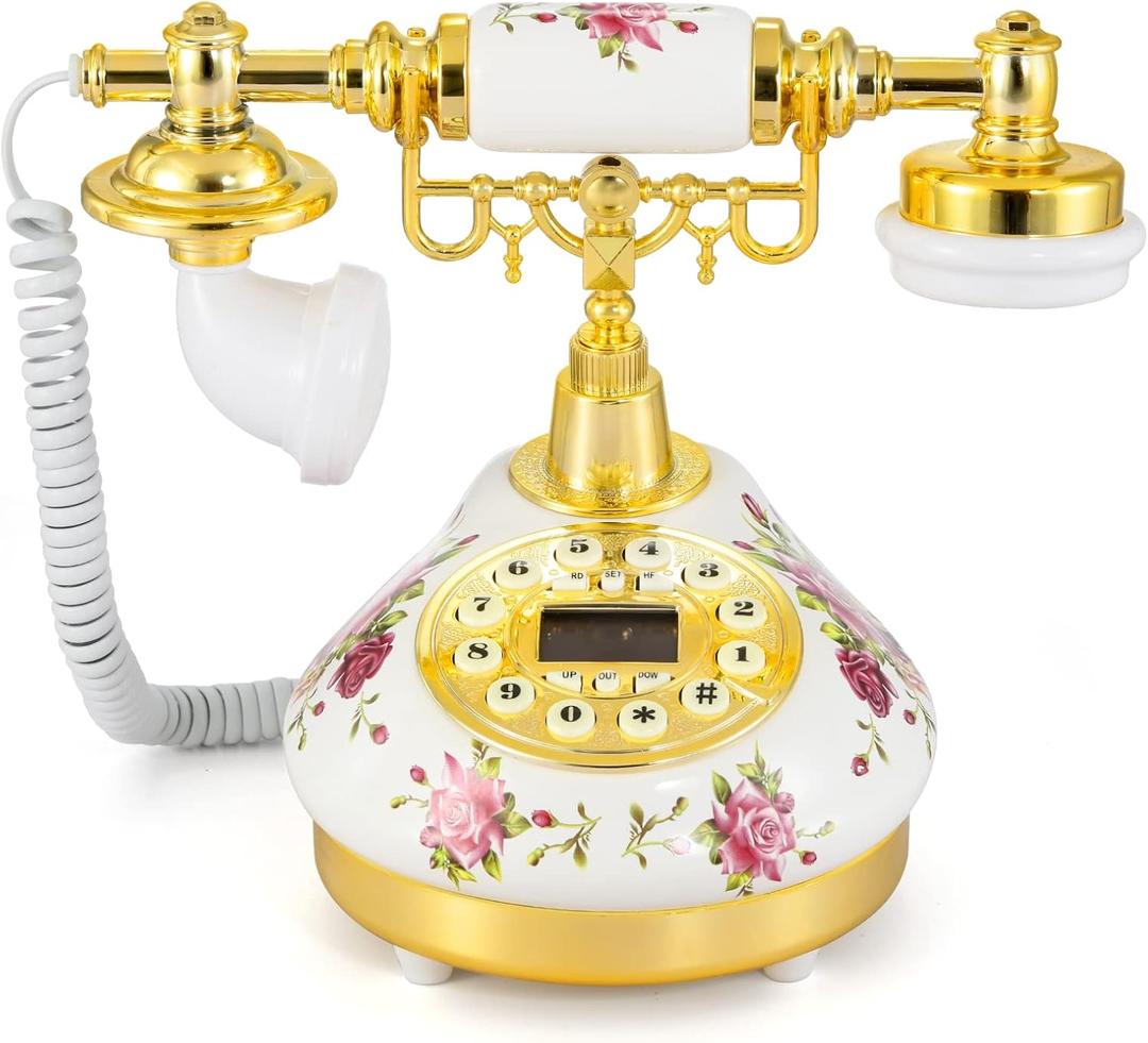 Dyna-Living Vintage Landline Phone Antique Telephone Old Fashion Phone with Push Button LCD Display, Landline Phone Retro Telephone Decor, Ringtone Volume Adjustable Retro Phone for Home or Office Use