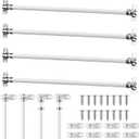 4 Pcs Door Curtain Rod Set Swivel Sash Curtain Rods French Door Curtain Rods Set for Windows and Sidelights(12-21 Inch)