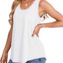 OFEEFAN Womens Tank Tops Loose Fit Scoop Neck Casual Summer Tops Curvy Hem (Yellow, L)