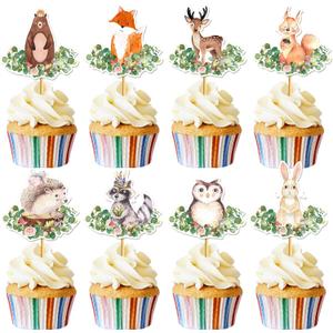 49Pcs Baby Shower Cupcake Toppers - Animal Cupcake Toppers Woodland Animals Baby Shower