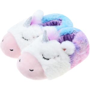 LseLom Toddler Girls Unicorn Slippers Dinosaur Boys Slippers Slip Resistant Little Kid House Shoes (1 Big Kid, Purple)