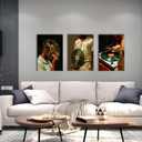AOYUSMO 3 Piece African American Wall Art Black Men Wall Decor Fashion Music Pictures Record Canvas Art Music Studio Paintings Modern Trendy Artwork For Living Room Bedroom 16"x24", 16x24in
