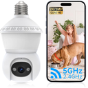 Light Bulb Security Camera, 2.4G/5GHz WiFi 2K Security Cameras Wireless Outdoor Indoor,Bulb Cameras for Home Security,AI Human Detection,Siren Alarm,2 Way Talk,Color Night Vision,Compatible with Alexa