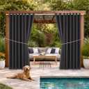 Outdoor Patio Curtain Waterproof Darkening Thermal Insulated Indoor Curtains for Bedroom, Porch, Living Room, Pergola, Cabana, W105 x L120 Extra Wide Room Divider, Dark Gray, Set of 2 Panels