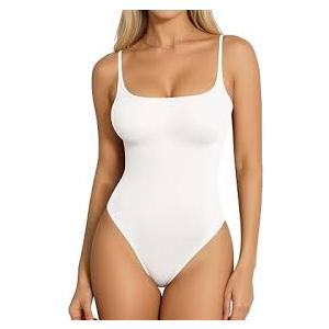 Yuiseaik Cami Bodysuit for Women Square Neck Spaghetti Strap Tank Top, M