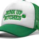 St Patricks Day hat Green Baseball Cap Shamrock Embroidered for man Women Funny (One Size, Drink_white/Green)