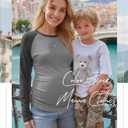 3 Pack Women's Maternity Shirts, Pregnancy Raglan Long Sleeve Tops Sides Ruched Crew Neck Color Block Mama Clothes (Large, Dark Gray/Black, Light Gray/Dark Gray, White/Light Gray)