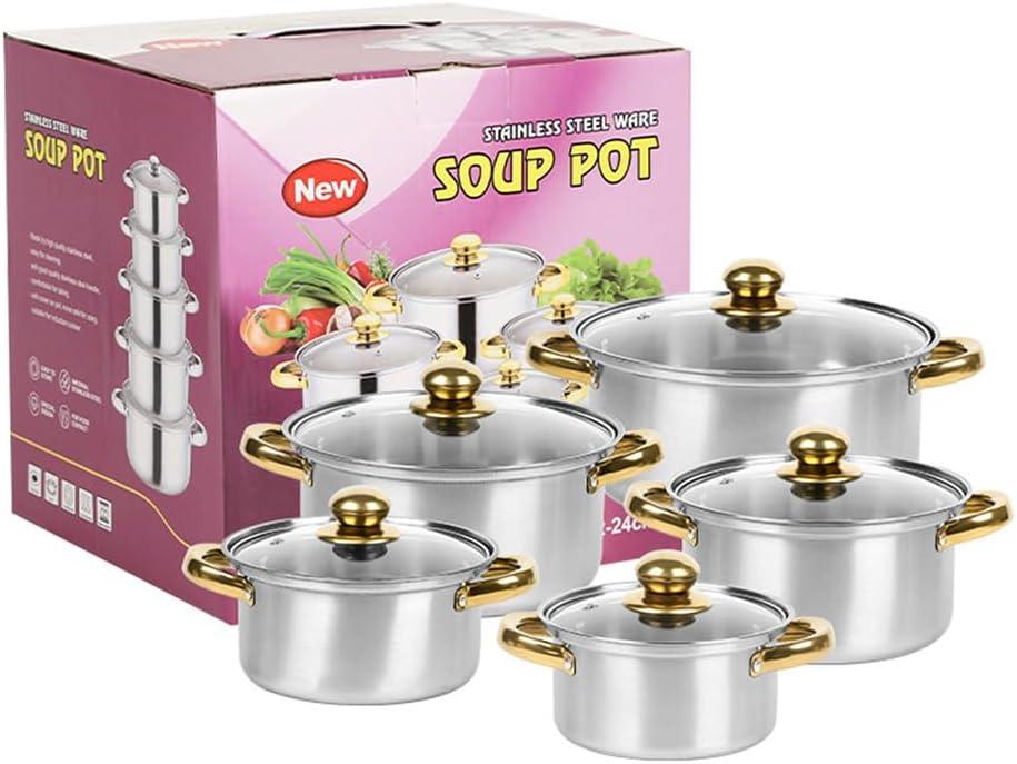 Stainless Steel Cookware Set 10 Pieces Cooking Pots and Bowls Soup Kitchen Gas Induction Universal