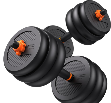 FEIERDUN DS2 Adjustable Dumbbells, Total of 21lbs, Free Weight Set with Connector, 5 in1 Dumbbells Set Used as Barbell, Kettlebells, Push up Stand, Weight Plate, Fitness Exercises for Home Gym Suitable Men/Women