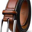 FIORETTO Men's Genuine Leather Belts, Double Stitched Dress Belts, Fashion & Classic Designs for Work Business and Casual