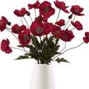 IPOPU Red Poppy Flowers 6pcs Artificial Poppies Faux Vintage Silk Flower Arrangements for Wedding Centerpieces, Home Table, Bridal Shower Party Decorations