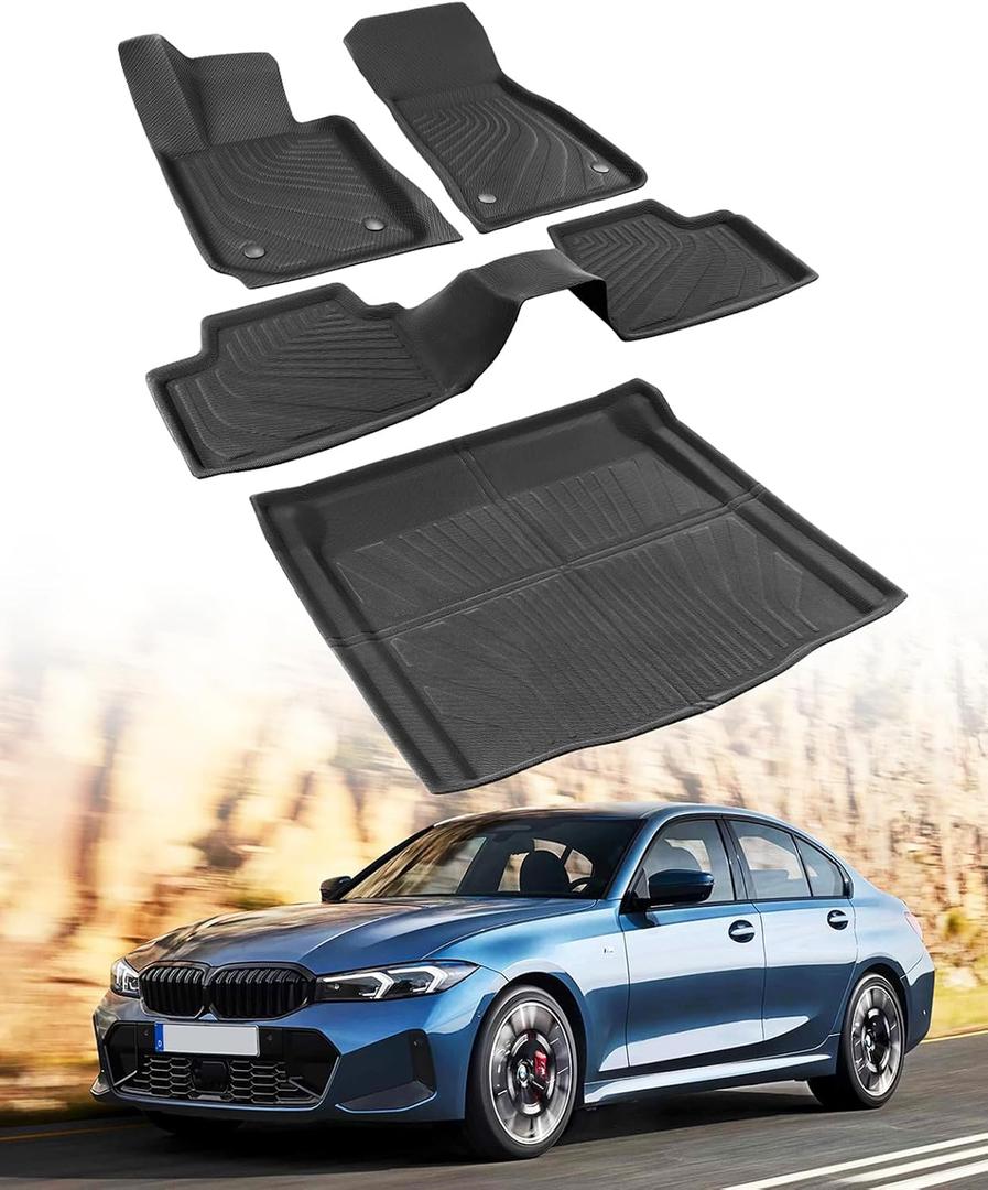 XPE Floor Mats Cargo Liner for BMW 3 Series 330i M340i Sedan 2019-2025 2026/for BMW 330e 2021-2025 2026 All-Weather Protector Heavy Duty Mat for 3 Series 2020 2022 2023 2024 Car Accessories