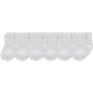 Polo Ralph Lauren Babys Classic Sport Ankle Socks, 6 Pair Pack, Soft Stretchy Yarn & Stay Up Top (18-24 Months, White Soft Blue Pony)
