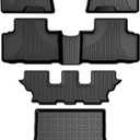 Floor Mats & Cargo Liner Compatible with 2021-2025 Genesis GV80 7 Seats - Custom Fit TPE All Weather Floor Liners and Cargo Mats 1st 2nd and 3rd Rows Car Mats and Trunk Liner, Black
