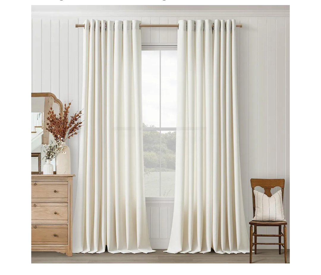 Natural Linen Curtains 86 Inch Length 2 Panels Set for Bedroom Dining Room Grommet Semi Sheer Thick Linen Drapes Boho Farmhouse Neutral Ivory Cream 86 Inch Long Curtains for Living Room 52x86