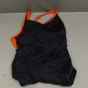 Beautikini Period Swimwear One Piece Leakproof Menstrual Swimsuit Racerback Color Block Bathing Suit for Teen Girls Women (X-Small, Black Blue)