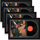 Colingmill 4 Pcs Vinyl Record Display Frame 16x22 Inches Double Groove Record Album Frame and 12.512.5 Inch Album Cover Art for Wall Mounting Home Decor (Black Matting), 23.6 x 15.6 inches