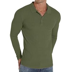 Askdeer Men's Polo Shirts Long/Short Sleeve Slim Fit Casual Shirts Classic Stretch Polo T Shirt Golf Shirts (B04 Blue)