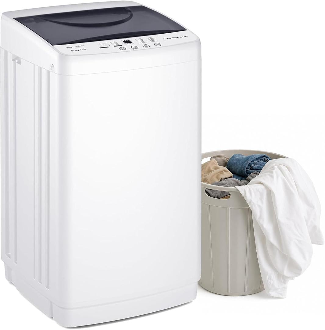 Portable Washing Machine 1.06 Cu.Ft, 7.7 lbs Full-Automatic Compact Washer with Stainless Steel Drum, 10 Wash Cycles, LED Display & Auto Balance, Top Load Mini Washer for Apartment, Dorm, RV, Home