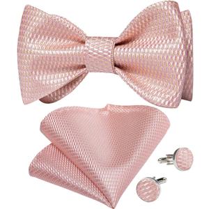 DiBanGu Men Bow Tie Paisley Striped Self-Bow Tie for Men and Silk Woven Bowtie Pocket Square Cufflinks Wedding Party