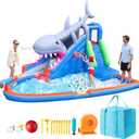 SLOOSH Inflatable Water Slide Park for Kids Backyard - 6 in 1 Blow Up Water Park Slides with Splash Pool, Bounce House, Basketball Hoop, Water Cannon & 450W Blower | Outdoor Kids Water Slide Party Fun