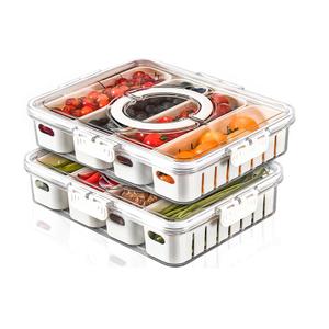 DECHOUS Portable Compartment Snack Container with Handle and Lid Divided Dry Fruit and Nut Storage Box for Travel Picnic Party and Home Snack Organization